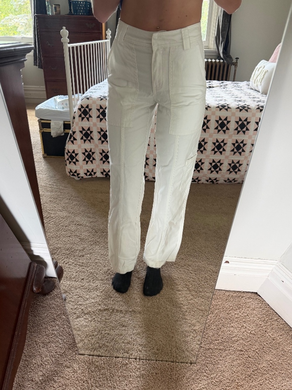 Aritzia Women's White and Cream Trousers